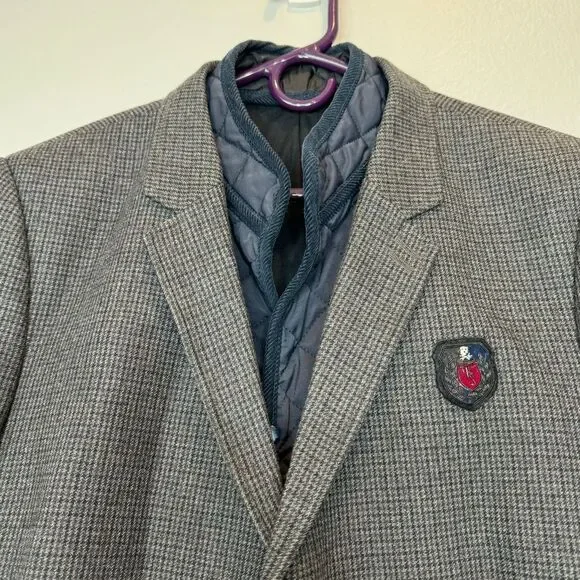 THE KOOPLES SPORT Sport Coat with Zip Out Waistcoat EU52 (US42) Small Plaid Navy - Picture 4 of 13